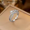 Anillo de Zirconia Micropavimentada Nuevo Transfronterizo Celebridad de Internet para Mujer, Anillo de Dedo Índice de Lujo Ligero de Moda de Gama Alta para Mujer con Apertura Ajustable