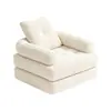 Sofá-cama preguiçoso de veludo cotelê listrado vertical, encosto multiângulo para suporte das costas, sofá de cochilo para uma pessoa para relaxamento na varanda