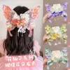Horquilla Grande de Mariposa Estilo Chino Flor Clip Lateral Súper Hada Dulce Princesa Accesorios para el Cabello Tocado Hanfu Antiguo para Niños