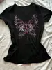 Camiseta Casual Suelta de Manga Corta para Mujer Verano, Estampado de Corazón de Mariposa Espada Sagrada, Chica Sexy Caliente Europea y Americana Transfronteriza, Nicho