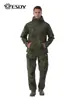 Conjunto de Chaqueta Deportiva para Exteriores, Ropa de Montañismo para Hombre, Chaqueta Cortavientos e Impermeable, Conjunto de Dos Piezas, Traje de Tiburón Soft Shell para Otoño e Invierno