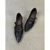 Temporada del Primer Encuentro~Zapatos de Salón Bajos con Punta Aguda y Tacón Grueso Estilo Retro Francés para Mujer 2026 Nuevos Zapatos de Salón Mary Jane con Correa Única