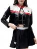 Jaqueta de Motociclista, Jaqueta Piloto, Jaqueta de Couro Feminina, Comércio Exterior Transfronteiriço Couro Personalizado Slim Fit Manga Morcego Tachas Estilo Curto