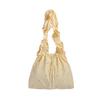 Bolso de Axila de Lona Artístico Casual Estilo Coreano Moda Ins Bolso de Hombro de Nylon para Mujer Bolso Cruzado con Cordón Plegado Celebridad Cyber