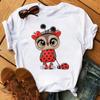Talla grande mujer estación independiente búho talla grande mujer casual talla grande mujer linda camisa de manga corta mujer verano