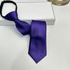 Corbata de hombre coreana azul zafiro color sólido perezosa 5CM versión estrecha monocromática cremallera estampado a mano alzada
