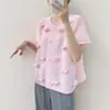 Miyake Design Decorativo de Flor Tridimensional Casaco Curto Feminino de Manga Curta 2024 Cardigan Top Solto Emagrecedor Franzido Feminino