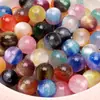Kit de material para accesorio de joyería de pulsera y collar hecho a mano DIY, cuentas de resina con patrón de flor, purpurina fina y polvo de oro degradado, 8-10 mm
