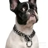 Cadena de perro de acero inoxidable dorada de 15 mm, cadena P, collar para perro, acero de titanio, metal, hip hop, collar para mascota, venta caliente transfronteriza