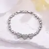 Pulsera Nueva de Corazón Cruzado Europea y Americana, Nuevo Modelo Más Vendido con Corazón en Forma de Corazón Incrustado con Circonita, Pulsera de Moda Personalizada Hip-Hop