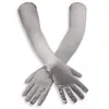 Guantes Largos Color Negro Ding para Mujer Satén Elástico Guantes de Etiqueta para Vestido de Novia cosplay Colocación Guantes de Halloween