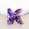 Llavero de 26 Letras Más Vendido por el Fabricante, Piedra Morada, Colgante Pequeño Semiacabado, Resina, Accesorios de Joyería DIY para Mujeres