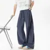 Pantalones cargo plisados de secado rápido estilo americano para hombre, pantalones de paracaidista deportivos de verano para exteriores, pantalones casuales holgados de pierna ancha, negro