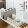 Porcelana Branca Portátil Tampa de Viagem Tigela Conjunto de Chá Kung Fu Conjunto de Ensino de Arte do Chá com Bandeja de Chá Porcelana de Jade Presente de Atividade logo