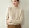 Bai Cai Rong Chegada Nova Outono e Inverno Ombro Raglã Gola Alta Meia Malha de Caxemira Slim-Fit Camisola Versátil para Camada Base Fashion