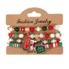 Pulseira de Natal Pulseira de Contas Transfronteiriça Boneco de Neve Árvore de Natal Velho Chifre Pulseira com Pingente de Presente Atacado