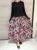 Otoño Nuevo lana peinada negro cárdigan de punto para mujer cuello redondo a rayas colorido delgado suéter estilo chino