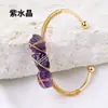 Pulsera de Cristal Natural en Bruto Envuelto en Alambre de Moda Transfronteriza, Accesorios de Pulsera de Cristal Morado y Blanco Natural Tejidos a Mano al por Mayor