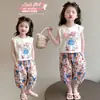 Conjunto de Pantalones Anti-Mosquitos para Niñas Verano 2026 Nuevo Chaleco de Dibujos Animados Atuendo de Verano Dulce Conjunto de Dos Piezas para Niñas Pequeñas