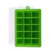 Molde de silicona para cubitos de hielo con 15 rejillas y tapa, para guardar cubitos de hielo, para el refrigerador del hogar, molde grande de gelatina para cubitos de hielo.