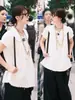Conjunto Fan Shun XH estilo coreano de Zhao Zhaoyi, camisa con cuello de muñeca igual y jeans de pierna ancha nuevos de verano de Dongdaemun