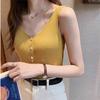Ropa para Mujer 2025 Nuevo Estilo Tallas Grandes Chaleco de Punto de Seda Hielo sin Mangas con Cuello en V Estilo Francés para Mujer, Top Elegante Ajustado de Verano