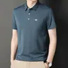 Camiseta de manga corta de seda de hielo para hombre, top de verano, nuevo, con solapa, color liso, casual, fina, polo para hombre, para papá, hombres