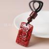 Colgante de arena de cristal de cinabrio de Buda Guanyin Tianzhu con hebilla de Ping An y alto contenido de mineral crudo natural