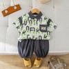 Camisa de verão de comércio exterior para meninos, conjunto de manga curta, shorts casuais para bebês, conjunto de duas peças, roupas de verão para crianças