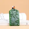 Venta al por mayor de fábrica colgante de marca de jade imitación Hetian, paisaje de jade, material de Mongolia Exterior, verde espinaca, marca de jade, collar de jade
