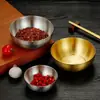 Tigela de Kimchi de Aço Inoxidável 304 Coreana Tigela para Pratos Frios Tigela de Arroz Tigela para Molho Tigela de Condimentos para Hot Pot Tigela Pequena Dourada para Cozinhar