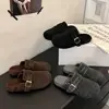 Sandalias de lana tipo slip-on con suela gruesa para mujer, nueva colección otoño/invierno 2026, estilo slip-on, adecuadas para usar al aire libre, suela gruesa, gris, fieltro, estilo Birkenstock