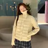 Chaqueta de algodón tejida tipo patchwork para mujer, estilo corto, nueva colección de invierno 2026, abrigo de algodón acolchado ligero y cálido para mujeres petite