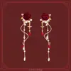 Pendientes de Atmósfera de Año Nuevo Estilo Chino, Pendientes Rojos Festivos para el Año del Caballo, Pendientes de Nuevo Estilo Chino Ligeramente Lujosos y Elegantes para Mujer