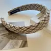 Diadema de Tela a Cuadros Etiqueta Dorada Otoño e Invierno Coreano Estilo Preppy Gama Alta Diadema para el Cabello con Alta Presión Craneal Accesorios para el Cabello Tocado para Mujeres