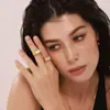 Anillo de concha blanca Rice Duoduo Joyería Europea y Americana para Mujer Acero Inoxidable Chapado en Oro de 18k Anillo de Moda Delicado Sin Color