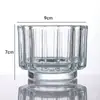 Copo de Vela Curvo com Fundo Duplo e Listras Verticais Espessas Transparente Recipiente para Aromaterapia de Quarto de Casa Copo Vazio Ornamento Copo de Aromaterapia