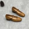 Zapatos Cuadrados de Piel Genuina Hechos a Mano Estilo Británico 2025 Primavera Nuevos con Correa de Hebilla Tacón Grueso Color Sólido Fresco Piel de Vaca para Mujer