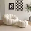 Sofá Perezoso Pétalos de Calabaza Arco Sofá Individual Crema Viento Giratorio Dormitorio Sofá Pequeño Silla de Ocio para Balcón