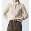 TW Pedido Suéter de Punto Cableado Lana Cachemira Cuello Polo para Mujer Otoño/Invierno 2026 Top