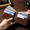 Carteira Masculina Curta em Couro Crazy Horse Europeia e Americana Retrô com Múltiplos Porta-Cartões Carteira Masculina em Couro Genuíno Estilo Comércio Exterior Porta-Cartões Masculino