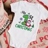 2023 Natal Nova série Meu 1º Natal algodão bebê macacão manga curta bebê macacão