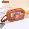 Necessaire de Viagem, Bolsa de Cosméticos, PVC à Prova d'Água, Bolsa de Mão Portátil, Armazenamento de Grande Capacidade, Transparente, Visível, Design de Desenho Animado Fofo