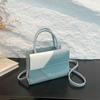 Bolsa popular de contraste de cores deste ano feminina 2024 nova moda outono textura bolsa mensageiro feminina portátil pequena quadrada