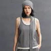 Colete de Cashmere sem Mangas para Mulheres, Gola U, Falso Duas Peças com Alças emendadas, Corte Justo, Peça de Sobrepor, Estilo Outono e Inverno