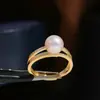 Accesorios DIY Anillo de Plata de Ley S925 con Doble Capa de Perla Montura de Anillo Exquisita y Elegante con una apertura de 7-10 mm