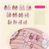 Peças de Unha Postiça Estilo Hot Girl com Laço para Artes de Unha Transfronteiriças, Unhas Usáveis Acabadas Estilo Blush Estrela, Novo Estilo de Unhas Postiças Removíveis Disponíveis para Atacado