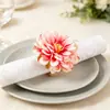 Argola de guardanapo de dália artificial, fivela de guardanapo de flor de tecido, argola de guardanapo para decoração de mesa de banquete de casamento, suprimento transfronteiriço