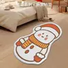 Tapete Decorativo de Chão Fofo Árvore de Natal Homem de Gengibre Veludo Cristalizado Tapete de Chão Alien Espessado para Casa Sala de Estar Cozinha Corredor