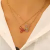 Collar y Pulsera de Mariposa Ins Transfronterizos Europeos y Americanos, Accesorios de Princesa Asimétricos Magnéticos de Pedrería Colorida para Mejores Amigas